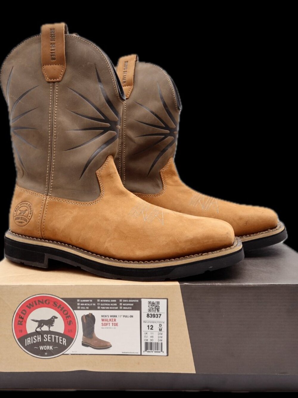 Irish Setter Red Wing Mens 12 D Walker Leather Soft Toe Pull On Work Boots 83937